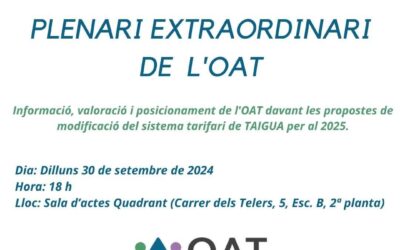 Vine al Plenari Extraordinari de l’OAT – TARIFES TAIGUA